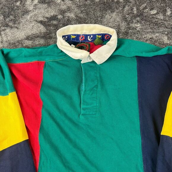 Vtg Boston Traders Heavyweight Colorblock Rugby Polo Men's XL Preppy Cotton - Picture 2 of 11